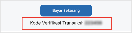 Contoh email kode verifikasi transaksi